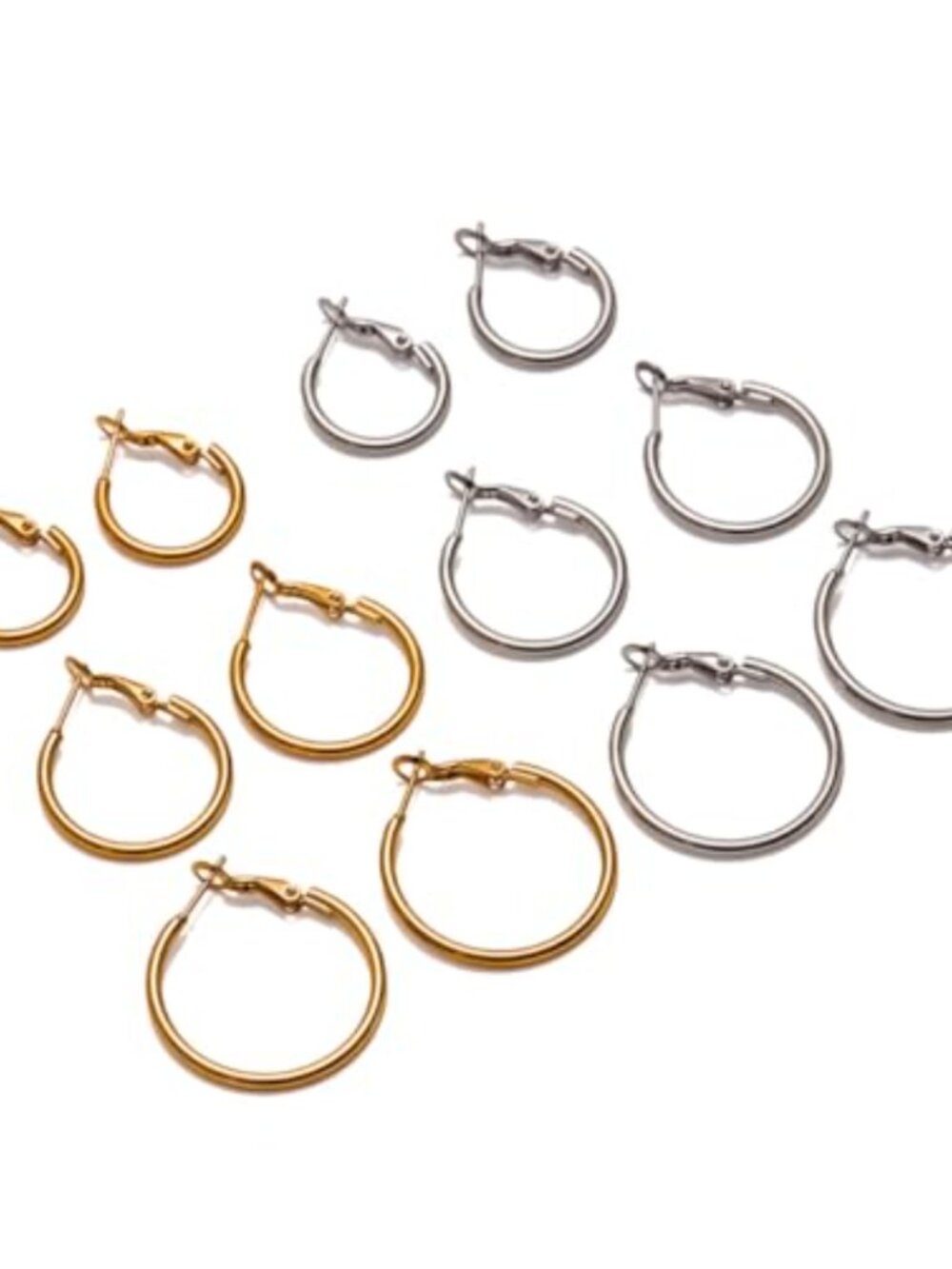 18K Gold Plated Chunky Hoop Earrings Hypoallergenic Stainless Steel Minimalist